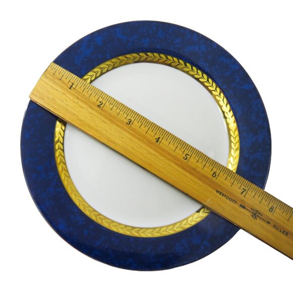 TWO (2) RETRONEU IMPERIAL COLLECTION '95 Blue 22K Gold Band 7.5" Salad Plates - Picture 7 of 8